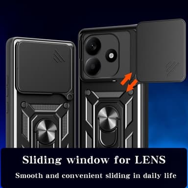 SKALO Xiaomi Redmi Note 14 5G Armor Metallinen rengas -kamerasuojus Suojakuori - Musta
