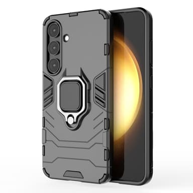 SKALO Samsung S25 Armor Metallring Suojakuori - Musta