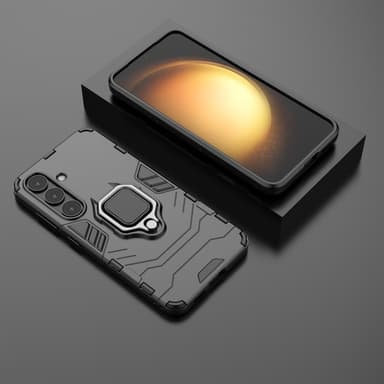 SKALO Samsung S25 Armor Metallring Suojakuori - Musta