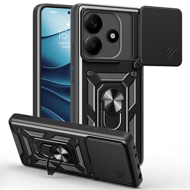 SKALO Xiaomi Redmi Note 14 5G Armor Metallinen rengas -kamerasuojus Suojakuori - Musta