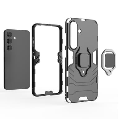 SKALO Samsung S25 Armor Metallring Suojakuori - Musta