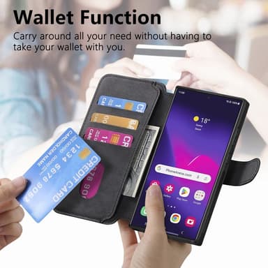 SKALO Samsung S25 Ultra CASENEO MW-03 Lompakkokotelo - Musta