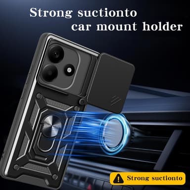 SKALO Xiaomi Redmi Note 14 5G Armor Metallinen rengas -kamerasuojus Suojakuori - Musta