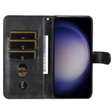 SKALO Samsung S25 Klassinen vetoketju Lompakkokotelo - Musta