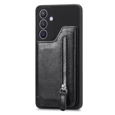 SKALO Samsung S25 PU-nahka vetoketju Suojakuori - Musta