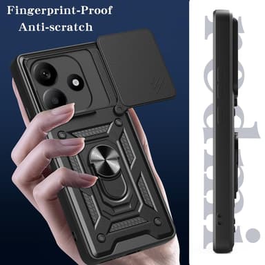 SKALO Xiaomi Redmi Note 14 5G Armor Metallinen rengas -kamerasuojus Suojakuori - Musta