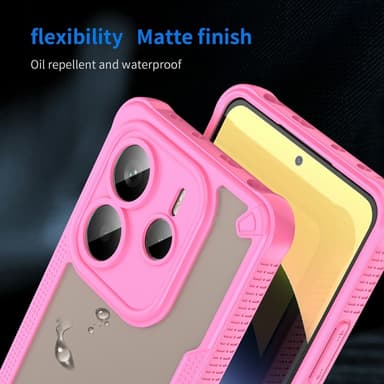 SKALO Xiaomi Redmi Note 14 5G Armor Hybrid Frosted Suojakuori - Pinkki