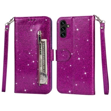 SKALO Samsung S25+ Glitter Vetoketju Lompakkokotelo - Violetti