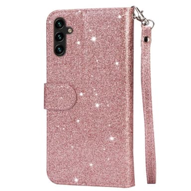 SKALO Samsung S25 Glitter Vetoketju Lompakkokotelo - Ruusukulta