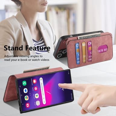 SKALO Samsung S25 Ultra CASENEO MW-03 Lompakkokotelo - Pinkki