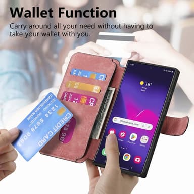 SKALO Samsung S25 Ultra CASENEO MW-03 Lompakkokotelo - Pinkki
