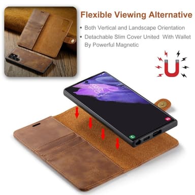 DG MING Samsung S25 Ultra 2-in-1 Magneetti Lompakkokotelo - Ruskea