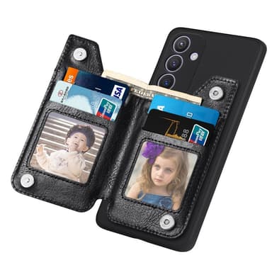 SKALO Samsung S25 PU-nahka vetoketju Suojakuori - Musta