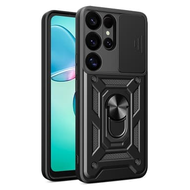 SKALO Samsung S25 Ultra Armor Metallinen rengas -kamerasuojus Suojakuori - Musta