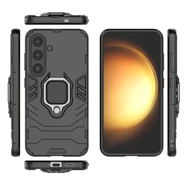 SKALO Samsung S25 Armor Metallring Suojakuori - Musta