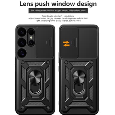 SKALO Samsung S25 Ultra Armor Metallinen rengas -kamerasuojus Suojakuori - Musta