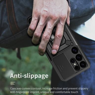 SKALO Samsung S25 Ultra Armor Metallinen rengas -kamerasuojus Suojakuori - Musta