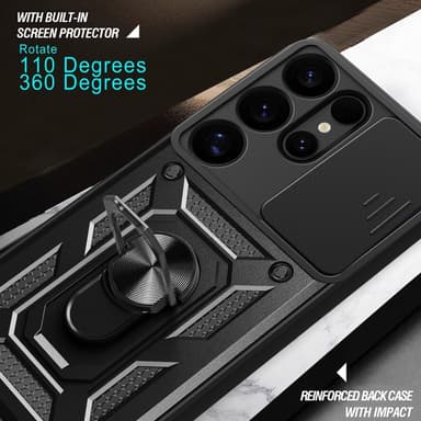 SKALO Samsung S25 Ultra Armor Metallinen rengas -kamerasuojus Suojakuori - Musta