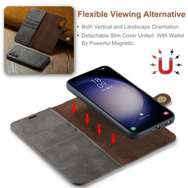 DG MING Samsung S25+ 2-in-1 Magneetti Lompakkokotelo - Harmaa
