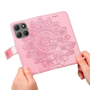 SKALO Motorola Moto G15 4G Mandala Lompakkokotelo - Pinkki