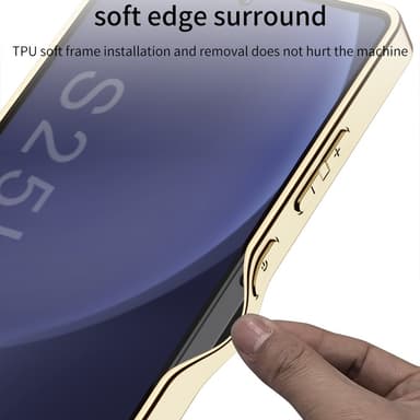 SKALO Samsung S25 Ultra GKK PU-Nahka Kultareunus Suojakuori - Musta