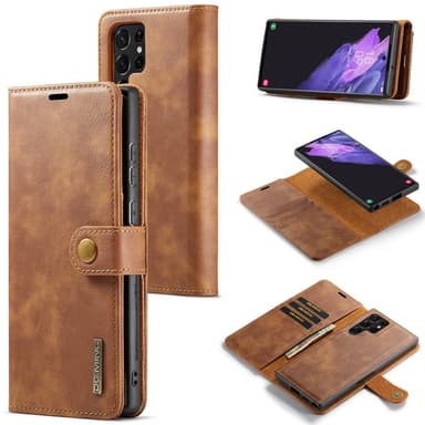 DG MING Samsung S25 Ultra 2-in-1 Magneetti Lompakkokotelo - Ruskea