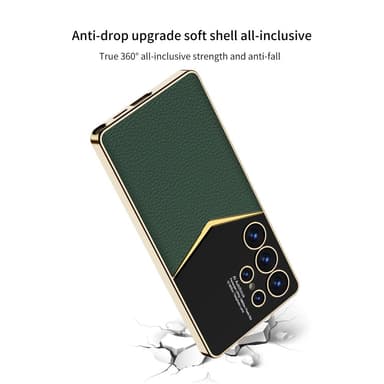 SKALO Samsung S25 Ultra GKK PU-Nahka Kultareunus Suojakuori - Musta