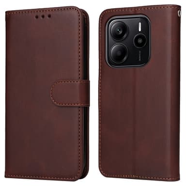 SKALO Xiaomi Redmi Note 14 4G PU-nahka Lompakkokotelo - Ruskea