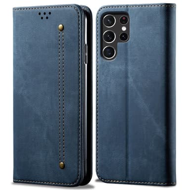SKALO Samsung S25 Ultra Jeans Lompakkokotelo - Sininen