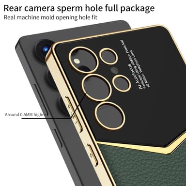 SKALO Samsung S25 Ultra GKK PU-Nahka Kultareunus Suojakuori - Musta