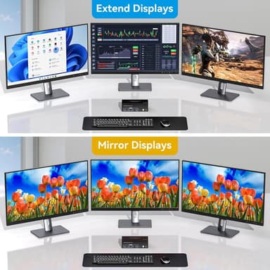 NÖRDIC HDMI 2.1 KVM-kytkin 2 tietokonetta 3 näyttöä 8K60Hz 4K144Hz Kolmoisnäyttö 4 USB 3.0 kahdelle PC:lle jakamaan 3 näyttöä
