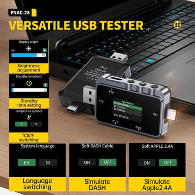 FNIRSI FNAC-28 USB-testeri tarkkaan virran ja jännitteen mittaukseen