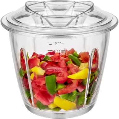Minisilppuri lasisäiliöllä, tilavuus 1,5 l.