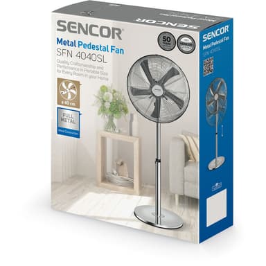 SENCOR Metallinen Lattiatuuletin 40 cm, säädettävä korkeus