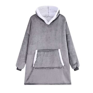 Medium oversized huppari aikuisille kengurutaskuilla ja hupulla - Harmaa