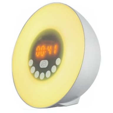 Perusherätysvalo, jossa on Bluetooth-kaiutin ja kelloradio