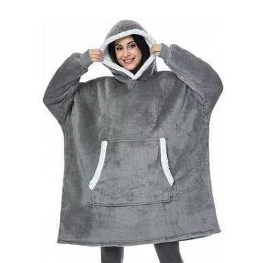Medium oversized huppari aikuisille kengurutaskuilla ja hupulla - Harmaa