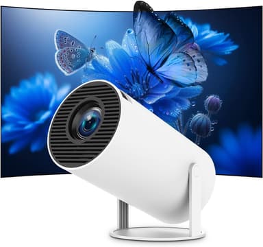 NÖRDIC Mini Portable Projector 4K 1080P Full HD -tuki Android 11 & Netflix – WiFi 6, BT 5.0, 180° kierto, kotiteatteriprojektori
