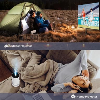 NÖRDIC Mini Portable Projector 4K 1080P Full HD -tuki Android 11 & Netflix – WiFi 6, BT 5.0, 180° kierto, kotiteatteriprojektori