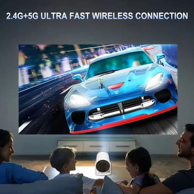 NÖRDIC Mini Portable Projector 4K 1080P Full HD -tuki Android 11 & Netflix – WiFi 6, BT 5.0, 180° kierto, kotiteatteriprojektori