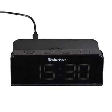Denver herätyskello ECQ-103MK2, jossa on langaton lataus ja LED-näyttö