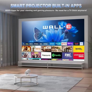 NÖRDIC Mini Portable Projector 4K 1080P Full HD -tuki Android 11 & Netflix – WiFi 6, BT 5.0, 180° kierto, kotiteatteriprojektori