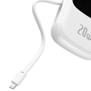 Powerbank Baseus Qpow PRO Lightning-kaapelilla, USB-C-portilla ja USB 20000mAh, 20W (valkoinen)