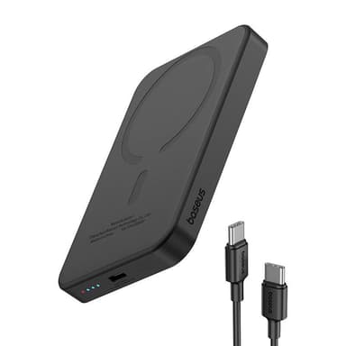 Magneettinen Mini Powerbank Baseus 5000mAh, USB-C 20W (musta)