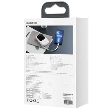Powerbank Baseus Qpow PRO Lightning-kaapelilla, USB-C-portilla ja USB 20000mAh, 20W (valkoinen)