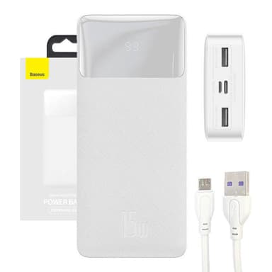 Powerbank Baseus Bipow 20000mAh, 15W (valkoinen)