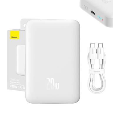 Powerbank Baseus Magnetic, 10000mAh, USB-C 20W, MagSafe (valkoinen)