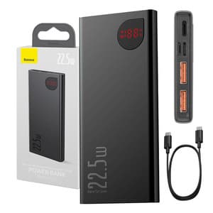 Powerbank Baseus Adaman Metal, 10000mAh, 2xUSB, USB-C, Lightning, MicroUSB 22.5W (musta)