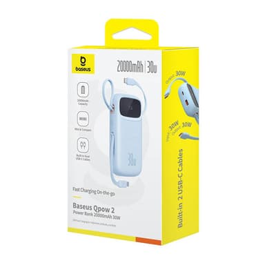Powerbank Baseus QPow2 20000mAh 30W 2xUSB-C (sininen)