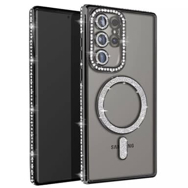 Diamond bling MagSafe kuori Samsung Galaxy S24 Ultra - Musta